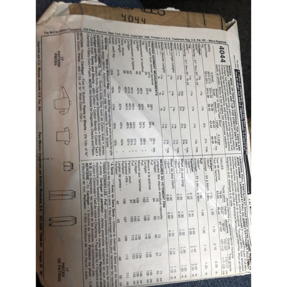 mccalls vintage sewing patterns 4044 Unisex Cardigan Pants Shorts Top Uncut - Picture 2 of 2